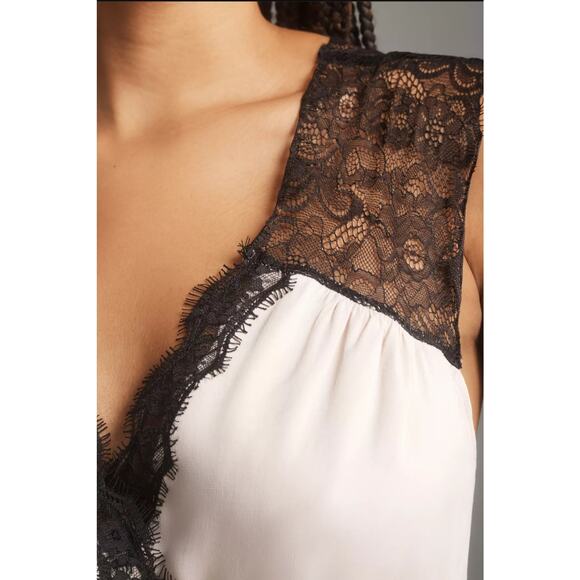 NWT By Anthropologie Sleeveless V-Neck Lace Wrap Midi Dress $168 MEDIUM Beige - Picture 3 of 7